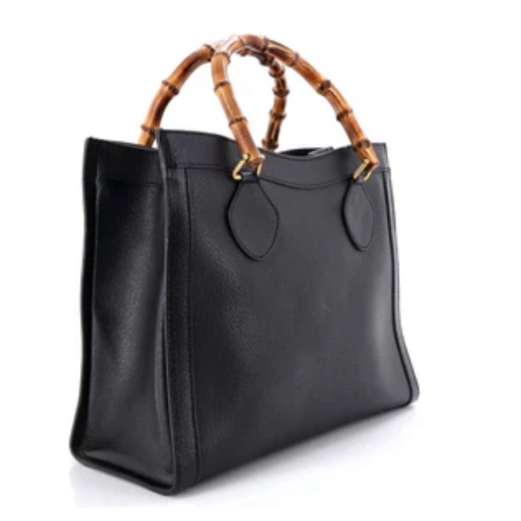 Gucci Diana- Black Leather Tote with Bamboo Top Handles with COA - Picture 2 of 6